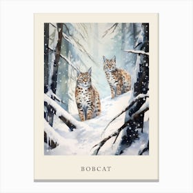 Winter Watercolour Bobcat Poster Canvas Print