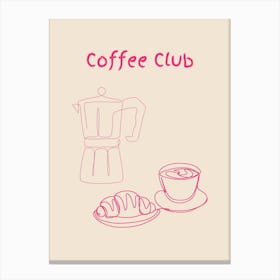 Coffee Club Poster Pink Canvas Print
