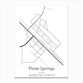 Three Springs,Australia Minimalist Map Canvas Print