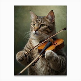 Cat Playing Violin Canvas Print