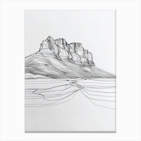 Table Mountain South Africa Line Drawing 3 Canvas Print