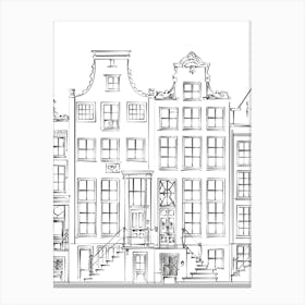 Amsterdam Buildings Illustration Print Art Canvas Print