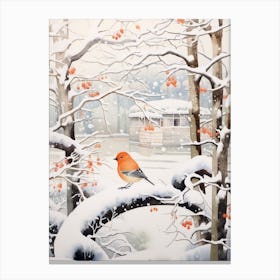 Winter Bird Painting Finch 1 Canvas Print
