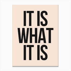 It Is What It Is - Cream And Black Canvas Print