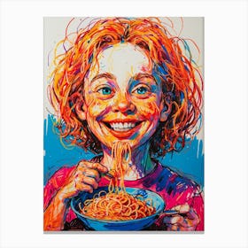 Girl Eating Spaghetti 1 Canvas Print