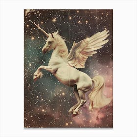 Retro Unicorn With Wings Collage Style 1 Stampe su tela