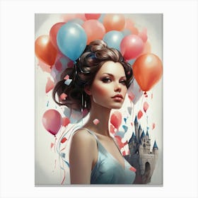 Girl With Balloons 2 Canvas Print