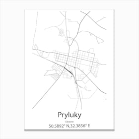 Pryluky,Ukraine Minimalist Map Canvas Print