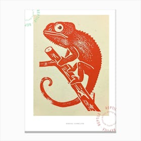 Red Senegal Chameleon Block 4 Poster Canvas Print