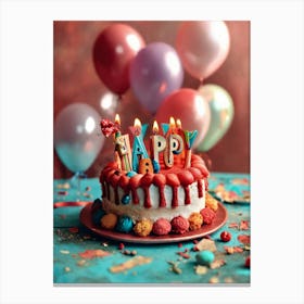 Happy Birthday Cake Canvas Print