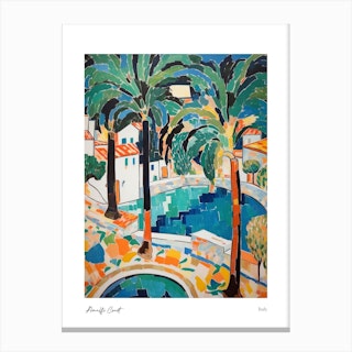 Amalfi Coast Matisse Style, Italy 1 Watercolour Travel Poster Canvas Print