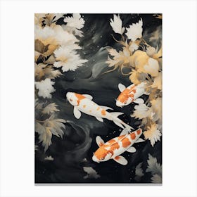 Orange Koi Fish Watercolour With Botanicals 2 Canvas Print