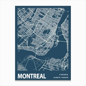 Montreal Blueprint City Map 1 Canvas Print