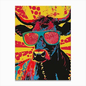 Cow In Sunglasses Canvas Print