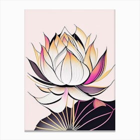 Lotus Flower Pattern Abstract Line Drawing 1 Canvas Print