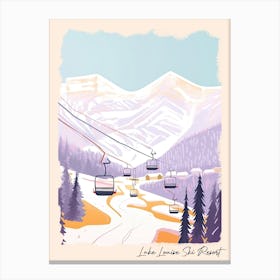 Poster Of Lake Louise Ski Resort   Alberta, Canada, Ski Resort Pastel Colours Illustration 0 Canvas Print