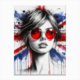 Red Shades British Girl Canvas Print