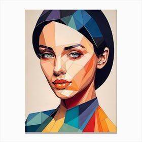 Colorful Geometric Woman Portrait Low Poly (4) Canvas Print