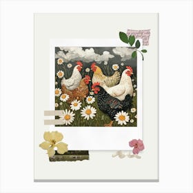Scrapbook Chickens Fairycore Painting 1 Canvas Print