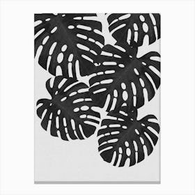 Monstera Leaf Black & White I Canvas Print