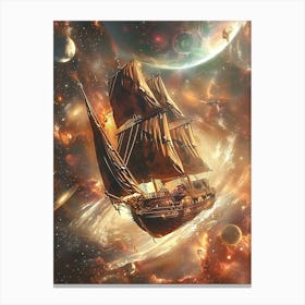 Fantasy Ship Floating in the Galaxy 16 Canvas Print