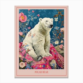 Floral Animal Painting Polar Bear 1 Poster Canvas Print