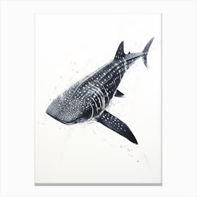  Oil Painting Of A Whale Shark Shadow Outline In Black 2 Canvas Print