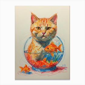 Cat In Fish Bowl 1 Canvas Print