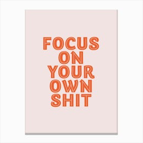 Focus On Your Own Shit Inspirational Humour Colourful Typography Poster Print Art Lover Inspired Canvas Print