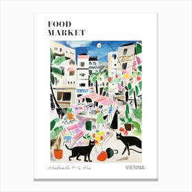 The Food Market In Vienna 3 Illustration Poster Canvas Print