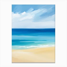 Oil Paint Simple Beach Scene Blue Ocean Calm Sandy Shore Canvas Print