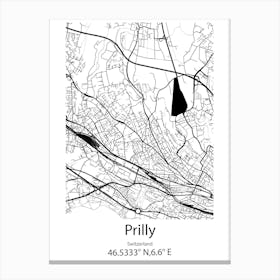 Prilly,Switzerland Minimalist Map Canvas Print