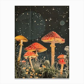 Retro Kitsch Mushroom Collage 2 Canvas Print