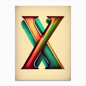 X, Letter, Alphabet Retro Drawing 6 Canvas Print