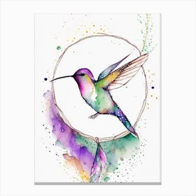 Hummingbird And Mandala Minimalist Watercolour 1 Canvas Print