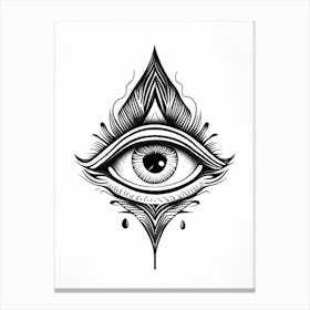 Intuition, Symbol, Third Eye Simple Black & White Illustration 6 Canvas Print