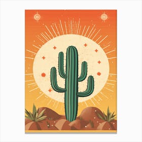 Cactus In The Desert Illustration 4 Canvas Print