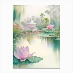 Lotusland, 2, Usa Pastel Watercolour Canvas Print