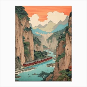 Kurobe Gorge, Japan Vintage Travel Art 1 Canvas Print