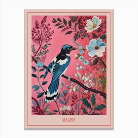Floral Animal Painting Magpie 4 Poster Canvas Print