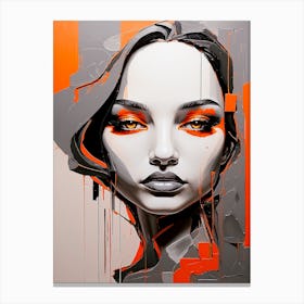 Girl, Abstraction Orange Canvas Print