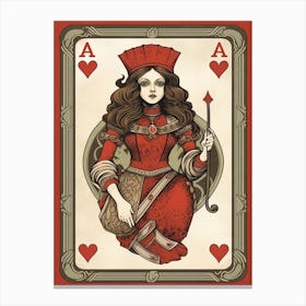 Alice In Wonderland Vintage Playing Card The Queen Of Hearts 4 Canvas Print