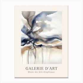 Galerie D'Art Abstract Watercolour Marble Blue And Grey 2 Canvas Print