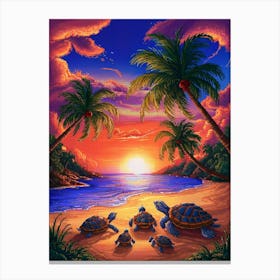 Turtles On The Beach 1 Canvas Print