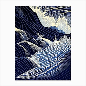 Splashing Water Waterscape Linocut 1 Canvas Print
