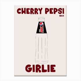 Cherry Pepsi Max Simple Typography Canvas Print