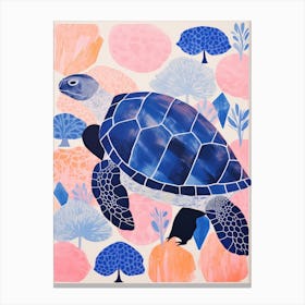 Playful Illustration Of Sea Turtle For Kids Room 3 Canvas Print