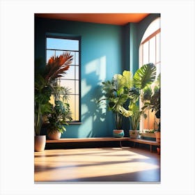 Warm Colors Corner with Plants Canvas Print