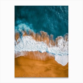 Aerial View Of A Beach With Waves Canvas Print