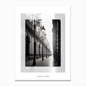 Poster Of Cadiz, Spain, Black And White Old Photo 4 Canvas Print